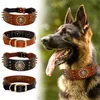 Duurzaam Lederen Halsband Cool Spiked Bezaaid Huisdier Honden Halsbanden Verstelbaar voor Medium Grote Honden Pitbull K9 L XL284m