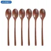 Colheres Colher de Pau 6 Peças para Comer Misturar Cozinhar Sopa de Madeira Cabo Longo com Utensílio de Cozinha Estilo Japonês 230804