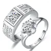 Eheringe 2 Stück Ring Zirkon Paar Mode Silber Farbe Schmuck Romantische Unendlichkeit Endlose Liebe Kaiserlicher Blumenliebhaber