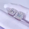 Sterling Silver Vermeil Moissanite Earrings Iced Out Vvs Diamonds S925 Baguette Cushion Stud Earring Hip Hop Luxury Icy Jewelry
