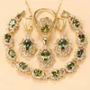 Ensembles de bijoux de mariage 10 couleurs zircon cubique femmes accessoires plaqué or vert olive bracelet à breloques et bague 230804