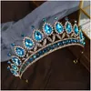 Gioielli per capelli Luxury Blue Crystal Crown Sposa Diademi e S Queen Diadema Pageant Accessori da sposa 230202 Drop Delivery Hairjewelry Dhyvr