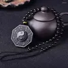 Pendant Necklaces Obsidian Yin Yang Necklace Chinese Taiji-Bagua Men's Jewelry Women's High Quality Gossip For Unisex