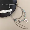 Pendentif colliers bohème à la main étoile lune chaînes de mode coréenne collier de perles pour femmes Punk bijoux breloques accessoires