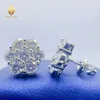 Blingdiam Schmuck 12mm Fashion Blumendesign Ohrringe VVS Moissanite Hip Hop -Hengst Ohrringe für Frauen