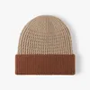 Bérets bloc couleur Jacquard bonnets hiver tricoté chapeau hommes extérieur polaire épais froid casquette femme oreille Protection chaud Skullies