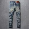 Jeans Masculino Moda Vintage Masculino Alta Qualidade Retro Azul Elástico Slim Designer Calças Clássicas Casual Calças Denim Hombre