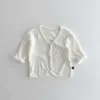 Jacken 2023 Sommer Neue Baby Langarm Baumwolle Strickjacke Dünne Atmungsaktive Säuglings Mädchen Sonnencreme Jacke Jungen Niedlichen Bären Druck Mantel kleidung R230805