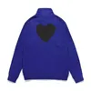 2023 New Play Peach Heart Cardigan Coat Back Large Black Heart Standing Collar Sweater for Men and Women Parent-child