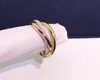 Anneaux de mariage classique en acier trois couleurs trois anneaux bague en or rose hommes et femmes romantique luxe Couple bijoux 230804