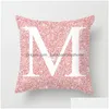 Pillow Case Family 26 Letters Single Side Printing Pink Cushion Er Home Sofa Car Decoration Bedding Supplies Drop Delivery Garden Text Dhgde