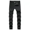 Jeans Masculino Primavera e Outono Preto Slim Fit Calça Jeans Perfurada Elástica Festa Daily Memory H Foam House E Stretch