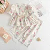 Kledingsets Meisjessets Shirt Korte mouw Trui Print Tops Elastische taille Pak Bloemen Zomer Kindermeisjeskleding