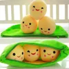 Plush Pillows Cushions 1pc Pea pod plush toy cute bean pea shape sleeping pillow creative holiday gift can be cleaned disassembled filled plant doll 230804