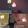 مصابيح ظلال LED Chlidren USB Light Light Cartoon Cartoon Night Lamp Bear Bear Remote for Baby Kid Bedroom Decor