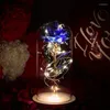 Decorative Flowers Enchanted Sparkly Rose Mothers Day Gifts Gold Leaf LED Light Artificial Flower Valentine's Birthday Gift For Mom