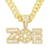 Hip Hop Hommes Rappeur diamant pendentif collier en or brillant ZOE lettres pendentif micro-insert bijoux en zircon accessoire de boîte de nuit Chandail Clavicule chaîne cubaine 1630
