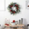 Pinecone Berry Christmas PVC Unlit Wreath, with Red Ornaments 24 Green