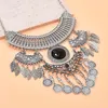 Necklace Earrings Set Vintage Women Alloy Leaves Tassel Beads Bohemian Ethnic Party Statement Charms Turkish