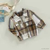 Chaquetas para niños pequeños, niñas, niños, abrigo, cuello vuelto a cuadros, manga larga, prendas de vestir exteriores con botones, bolsillos de invierno, chaquetas informales 1-5T R230805