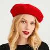 OEM usine en gros personnalisé meilleure qualité pas cher prix béret 100% laine couleur unie plaine automne chaud plaine béret chapeau pour les femmes