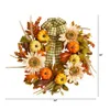 Plastic Artificial Autumn Wreath, with Decorative Ribbon 24 Multicolor
