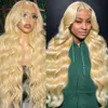 30 40 Inch 613 Honing Blonde Body Wave 13x6 HD Transparant Kant Frontale Pruiken Braziliaanse Kleur Menselijk Haar 180% Water Wave voor Vrouwen