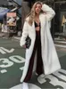 여자 모피 유럽과 미국 스타일의 가짜 코트 벨트 여성 줄을 긋는 겨울 코트