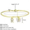 Anklets Gold Plated 여성용 수제 쿠바 체인 맞춤형 여름 해변 보석 선물을위한 여성용 고상한 나비 초기 발목