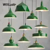 Retro Iron Pendant Lamp Industrial Style Suspension Light Hotel Cafe Bar Store Creative Green Metal Hanging Tak ljuskrona