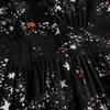 Vestidos casuais Starry Sky Print Dress 2023 Spring Fashion Retro Elegant Stretch Waist Big Swing Black Chiffon V-neck Feminino