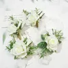 Corsage Artificial Wrist Flower Bridal BridEMaid Handblommor Brudgummen Boutonniere män kvinnor armband bröllopslapa stift prom dekor