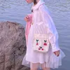 Sıradan elbiseler beyaz kawaii lolita elbise kadınlar uzun kollu şifon patchwork midi japonca ter kızlar robe tiki stil kıyafet