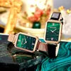 Нарученные часы Sdotter Luxury Green Watch Simple Fashion Ladies Originality Retro маленькая квадратная пластина водонепроницаемость Quartz Watc