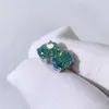 Hip Hop Luxury Icy Jewelry 925 Sterling Silver Vermeil Moissanite Orecchini Iced Out Vvs Diamond Green Blue Oval Cut Orecchino a bottone