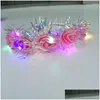 Haarschmuck Glow Kranz Blume Stirnband Adts Leuchten LED Spielzeug Stirnbänder Weihnachtsfeier Leuchtendes Blinkendes Haarband 315 H1 Drop Dhscj