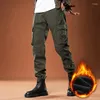 Pantaloni da uomo all'ingrosso Camouflage Fleece Cargo Uomo Pantaloni Harajuku Nastri Multi Pocket Uomo Pantaloni sportivi Streetwear Uomo