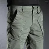 Jeans Masculino Moda Coreana Calças Elásticas Verde Exército Com Emenda Calça Cargo Casual Hombre Streetwear Corredores Hip Hop