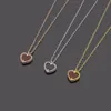 Original designer cute Girls Heart red agate pendant choke necklace elegant women girls Love 18K silver rose gold VC logo engrave chain Fashion wedding Jewelry 45cm