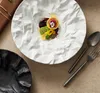 Irregular Round Deep Dinner Plates for Restaurant Porcelain Wrinkle Design Salad Dessert Dishes Deep Plates