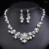 Necklace Earrings Set Pearl Bridal Dress Accessories Stylish Little Fresh Alloy Electroplated Two-piece