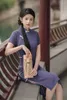 Etnik Giyim Çin Kadın Retro El Yapımı Düğmeleri Pamuk Cheongsam Vintage Geleneksel Mandarin Yakası Qipao Gece Elbise