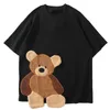 Magliette da uomo T-Shirt LACIBLE Hop Mens Streetwear Hip 3D Bear Patchwork Maglietta Harajuku Cotone sciolto Manica corta Oversize O-Collo Tees