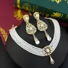 Wedding Jewelry Sets Sunspicems Gold Color Morocco Bead Choker Necklace Earring Bride For Women Arabic Hand Drop Set 230804