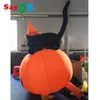 6,56 stopy Halloween Dekoracja nadmuchiwana dynia nadmuchiwany czarny kot ze światłami LED