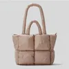 Women's Fall/Winter down Bag Fashion classic cotton-padded Square Space handbag Simple Commuter Tote bag Soft Square Shoulder Bag