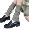 Women Socks Y2k Lolita Kawaii Knitted Long Calf Gaiters Ankle Black White Leggings Boot Cuffs Warm Foot Cover