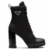 Bottes à plaque design avec bottines 9,5 cm bottes en cuir noir pour femmes bottes d'automne et d'hiver à talons hauts avec boîte d'usine de chaussures de fête de mariage de qualité supérieure
