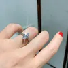 Fedi nuziali di fidanzamento in argento sterling 925 di lusso per donna Gioielli in platino con anello di diamanti simulato taglio marquise