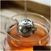 Coffee Tea Tools Gold 304 Stainless Steel Infuser Teapot Tray Spice Strainer Herbal Filter Teaware Accessories Kitchen Drop Delive Dh4Hl